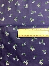 Scattered Blue Flowers On Blue 1-1/2 Yards X 44” Cotton Fabric