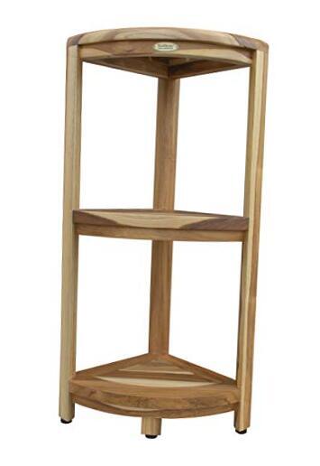 Teak Corner Shower Shelf Stand for Bathroom Storage