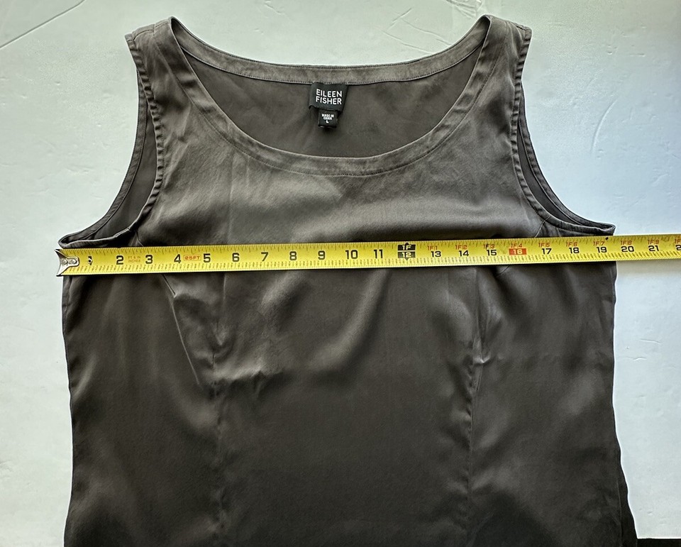 Eileen Fisher Woman’s Grey Silk Tank Top Size L. eBay