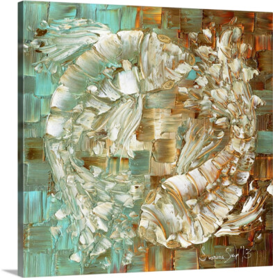 koi fish Art Blue Brown large Wall art PRINT on stretched canvas-susanna shap