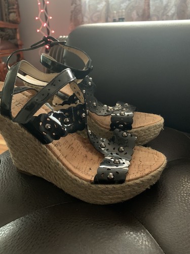 Guess Negro Corcho Cuña Tacón Alto Talla 9 Sexy Zapatos Jeans Guess Nuevos  Sin Caja | eBay