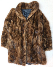 Genuine Vintage Russian Natural Mink Brown Pelt Coat Long Fur Coat Size 34