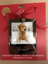 Lenox-Dog - -“Woof"--Silver Plate Ornament Frame---2.78"---New in Plastic Case