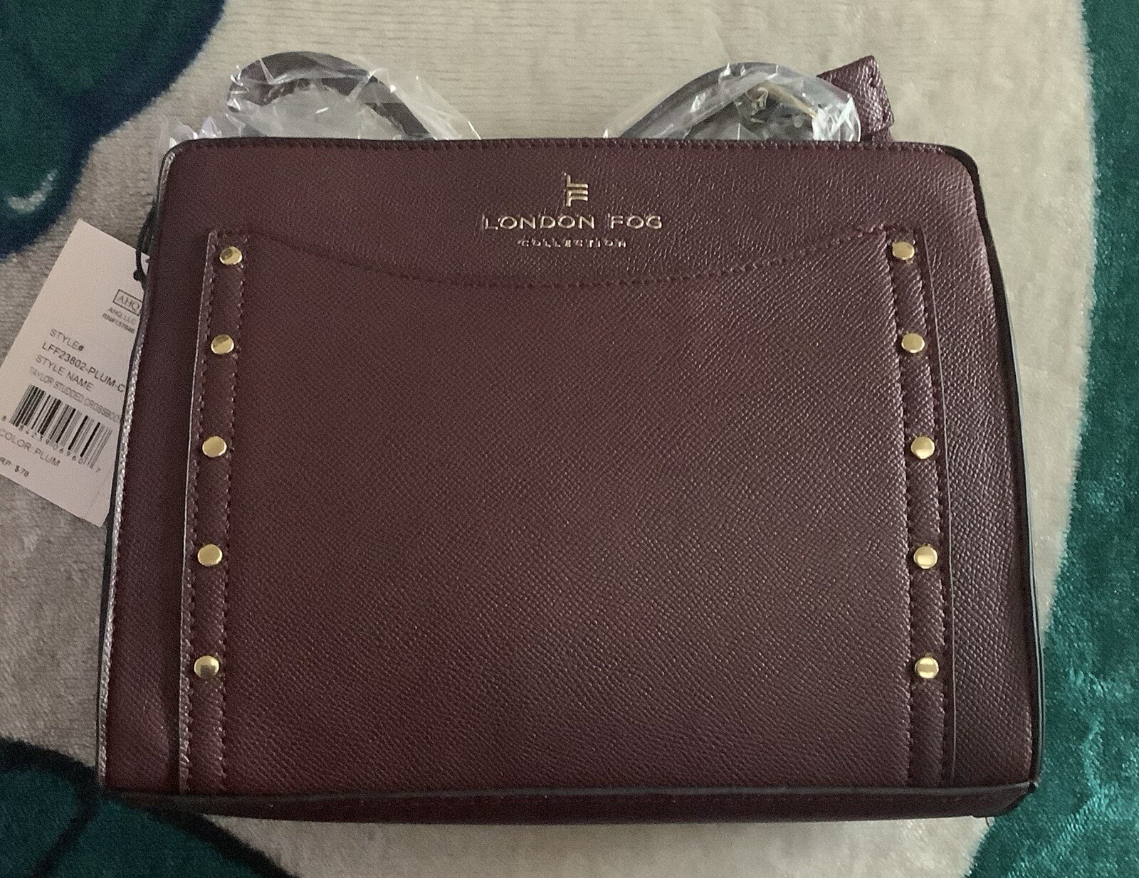 London Fog Taylor Studded Crossbody Bag in Plum