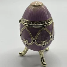 PURPLE FABERGE EGG TRINKET BOX BY KEREN KOPAL. NICE COLLECTION PIECE! RARE