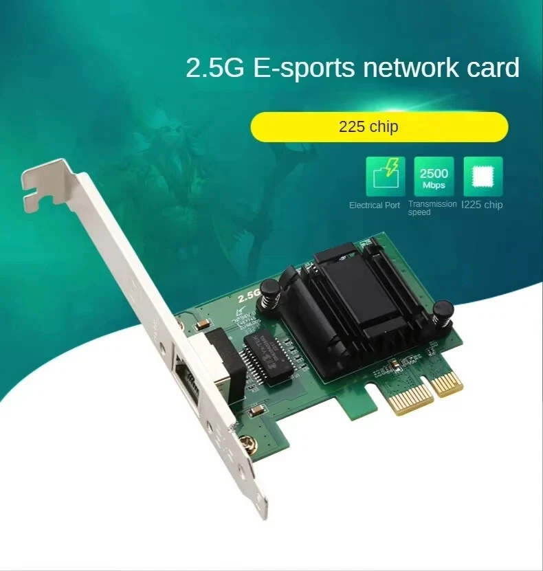 2.5Gi225 PCIE To RJ45 Network Card 100/1000/2500Mbps RJ45 Interface LAN Etherent - Image 2 of 4