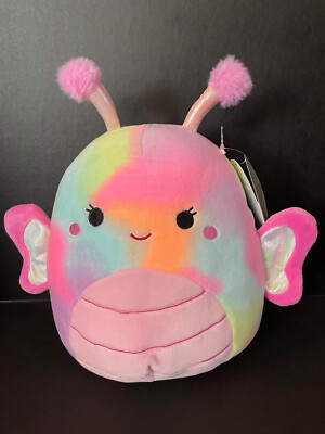 Squishmallow 8'' Iris Butterfly w/beaded ''I   SQUISH'' Charm Plus Accessories