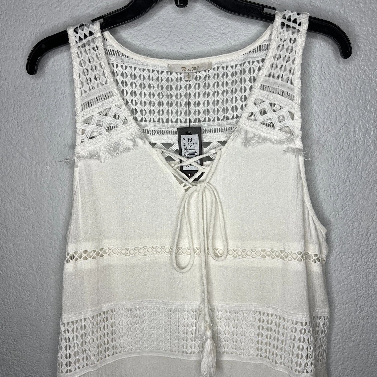 OFF WHITE Nuovo! Abito corto Miss Me Off con occhiello bianco senza maniche bojo cowgirl taglia large