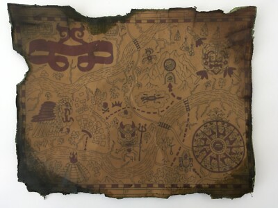 Treasure Map Mayan Aztec Pirate Gold Aged Reproduction Replica Art Poster Print