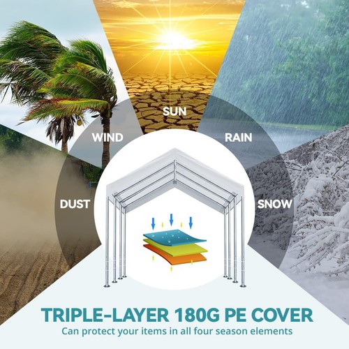 ADVANCE OUTDOOR Heavy Duty Steel Frame 10X20FT Carport Canopy Car Shelter Garage - Picture 9 of 12