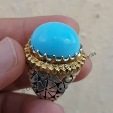 Pure Neeshapuri Feroza Ring Handcrafted Sterling Silver 925 Original Turquoise