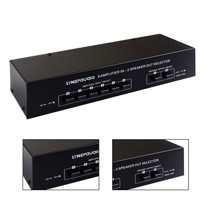 Amplifier Speaker Selector 6 IN 2 OUT Passive Power Amp Switcher Lossless Sound