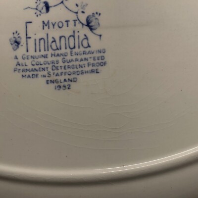 Myott Finlandia Serving Platter Blue White 12.5” Staffordshire