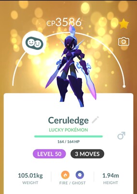 Ceruledge (L-50) 3 Moveset Pokemon Go - T- 20k or 1M Stardust