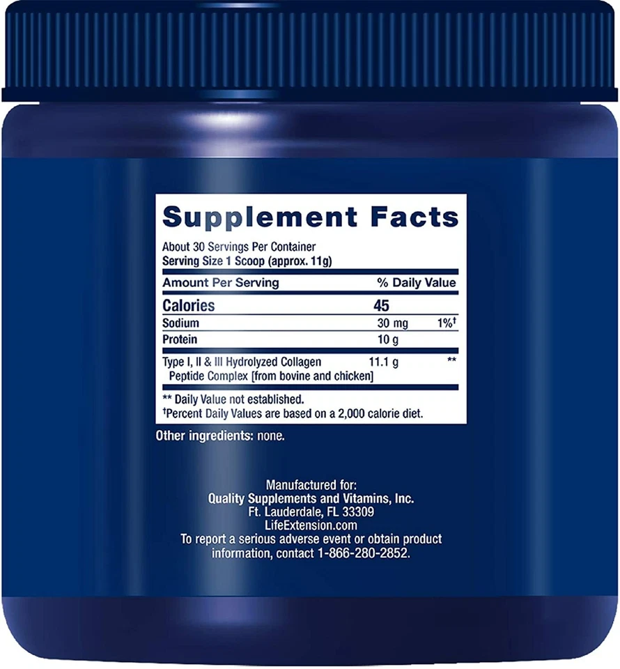 Péptidos de colágeno Life Extension para piel y articulaciones tipo I, II y III 12 OZ paquete de 2 Foto 3 de 4