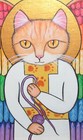 Ginger Orangey Cat Guardian Angel Original Small Framed Painting Medieval Style — photo 3