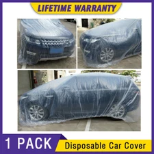 Clear Plastic Temporary Universal Disposable Car Cover Rain Dust Garage 1 PACK