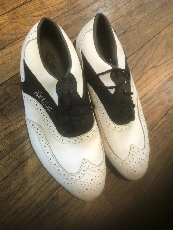 Zapatos de golf FootJoy Contour, talla 9M - negros sobre blancos Foto 4 de 4