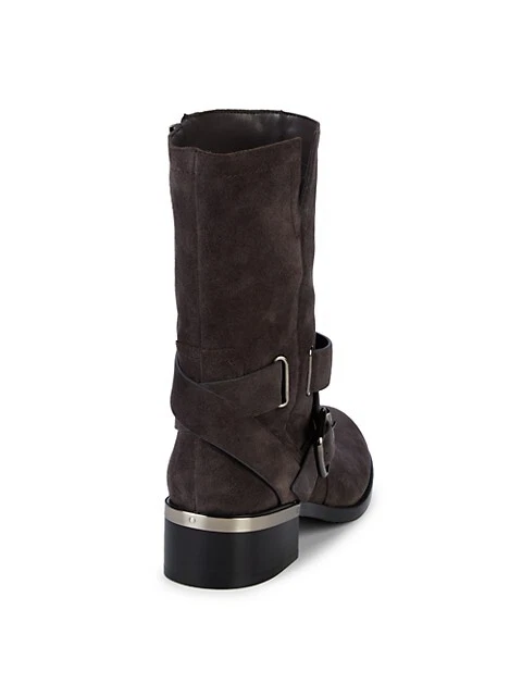 Botas de Moto Vince Camuto Wethima Gris Oscuro Gamuza Moda Hebilla Media Pantorrilla Foto 4 de 4