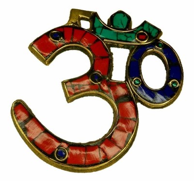 Aum Om Lucy Symbol Wall Hanging Figurine Brass With Inlay Statue Figure R100841