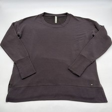Athleta Sweater Women M Gray Solid Logo . 42195