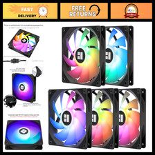 5 Pack 120mm ARGB CPU Case Cooler Fans, 4pin PWM Silent Fans, 1550RPM S-FDB