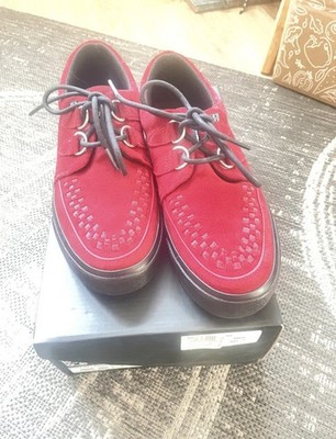 TUK Unisex Leder Schnürer Rockabilly bordeaux rot Gr 40