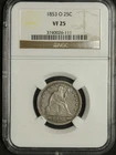 1853 O NGC VF-25 Seated Liberty Quarter ARROWS & RAYS