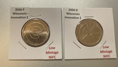 2026 P & D Wisconsin American Innovation Dollar 2-Coin Set BU (Cray-1)  