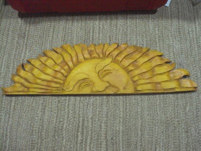 ~~ Carved Wood  Folk Art Sun Wall Decor Painted LOOK ~~