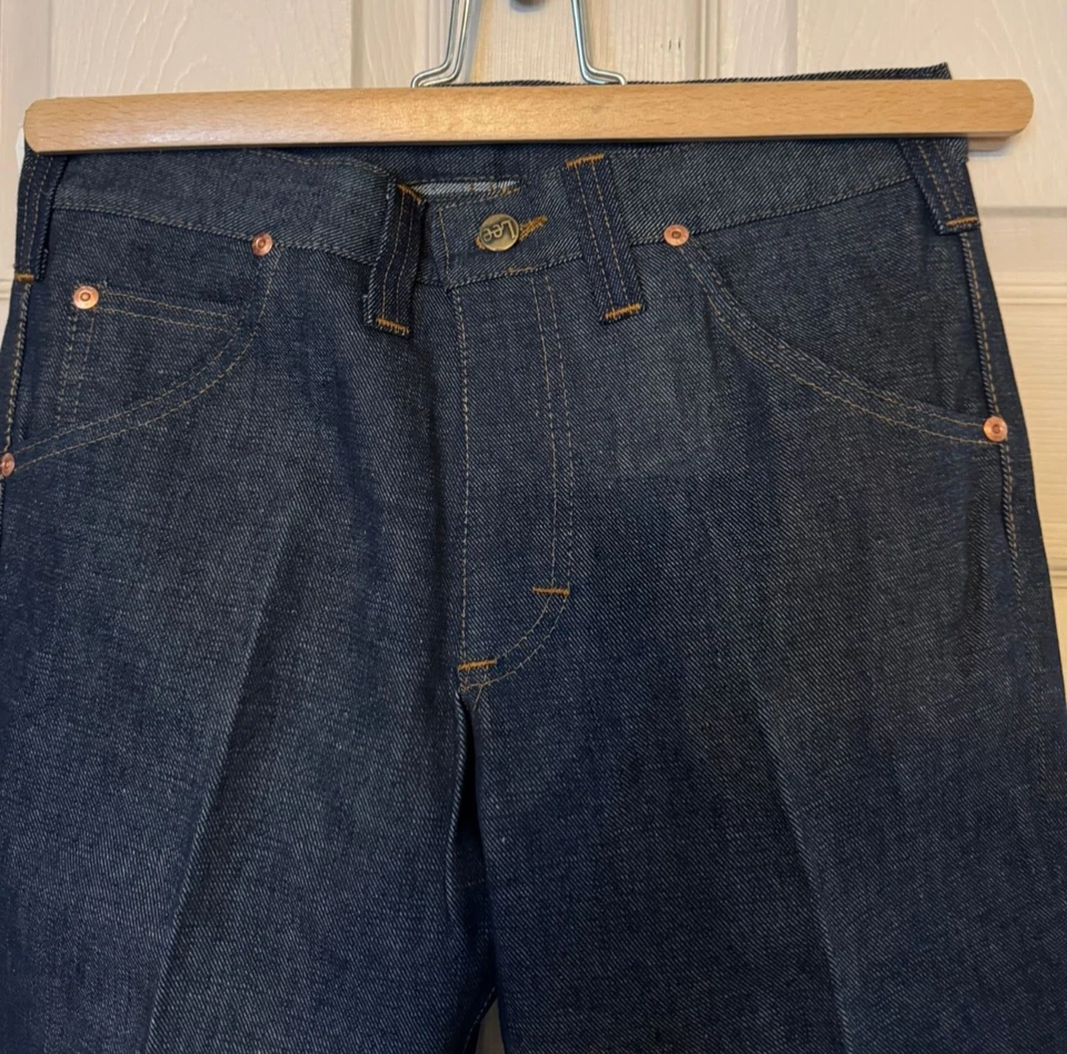 Vintage 1970s Lee Super Flare Denim Jeans 30W32L 100% Cotton Made in Belgium - Image 2 of 4