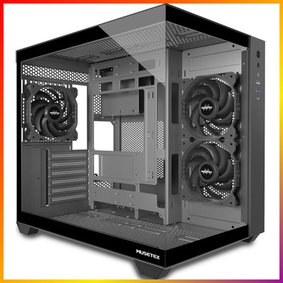 PC-Gehäuse ATX Mid Tower Tempered Glass Schwarz mit 3 Lüftern und Type-C