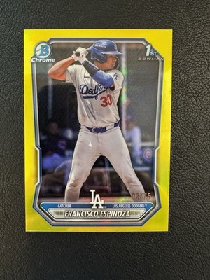 Francisco Espinosa 2025-26 1st Bowman Yellow Border /75 BP-106 Dodgers SSP