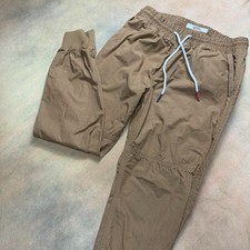 Tommy Hilfiger Men  s Joggers Pants Brown Pockets Stretch Sz M 100 Cotton