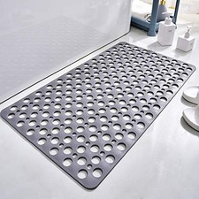 Casa and Beyond Shower Mat,Non Slip Bath Mat 28" x 15" Rectangular , Gray