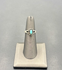 Beautiful Vintage Native American Sterling Silver Turquoise Ring, Size 5 Signed