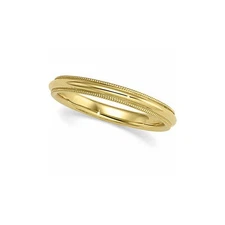 3mm Milgrain Edge Comfort Fit Domed 14k Yellow Gold Band