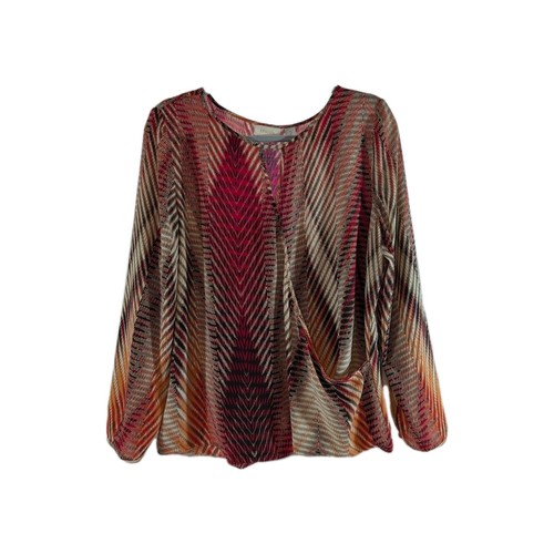 Camicia Chicos donna 2 rossa Geo Plus manica lunga leggera blusa avvolgente