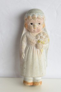 4" Vintage Bisque Ceramic Bride Penny Doll/Figure Occupied Japan