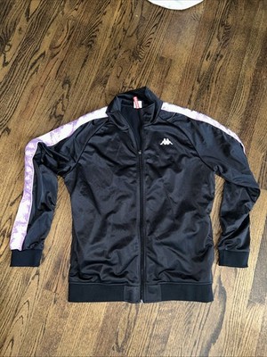 Kappa Track Jacket Black Pur Full Zip Retro Logo Sporty Casual Women Sz XX Large