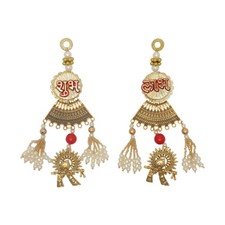 Decorative Shubh Labh Sticker with Oxidize Metal and Bead for Door Wall Decor...