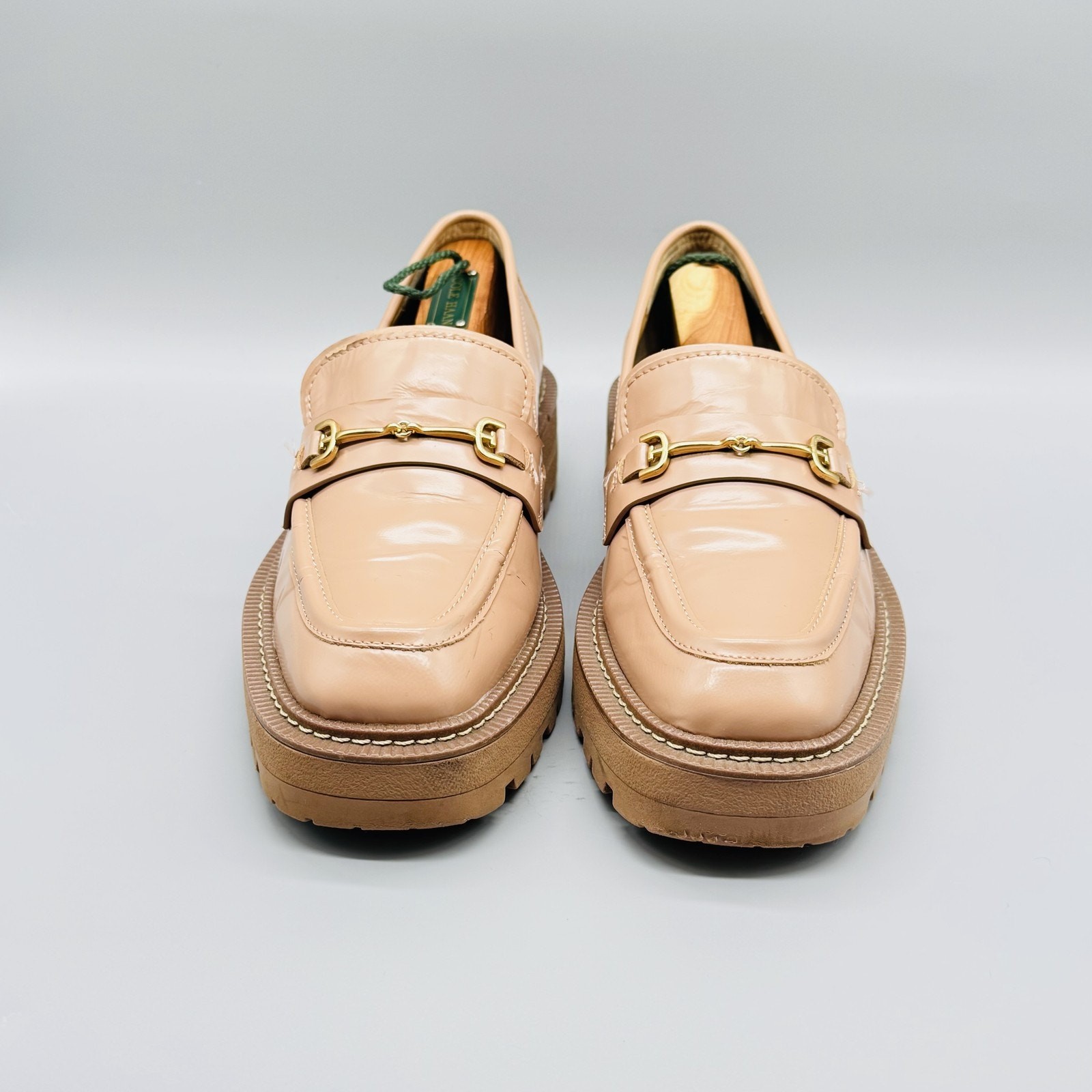 SAOLA Sam Edelman scarpe donna 7 5 beige suola a strappo mocassini pelle plateau oro