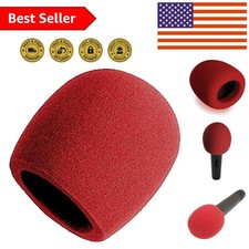 Lightweight Foam Microphone Pop Filter - Red Windscreen for Audio Clarity