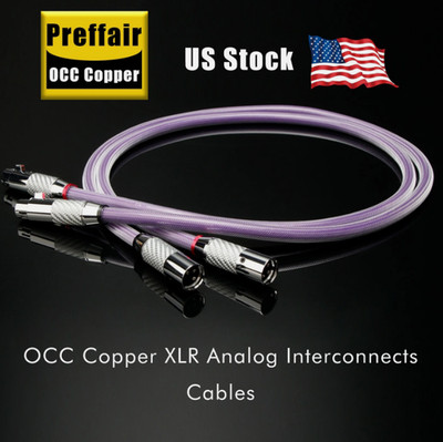 Pair 8N OCC Pure Copper Balanced XLR Cable Carbon Fiber Plug Interconnect Cord