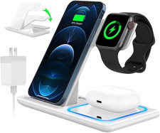 Wireless Charging Station, 18W 3 in 1 Charger Station, Fast Charging Dock Stand