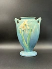 Roseville Iris Blue 1938 Vintage Art Deco Pottery Ceramic Vase 915-5