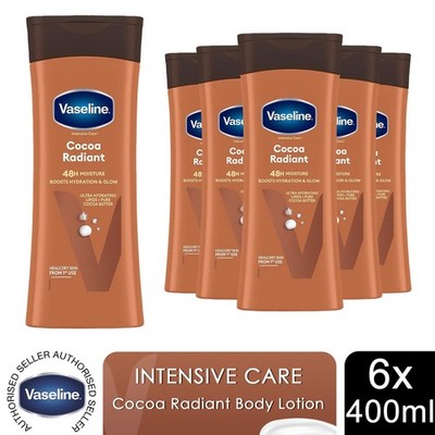 Vaseline Intensive Care Bodylotion Cocoa Radiant für trockene Haut 400ml, 6er Pack