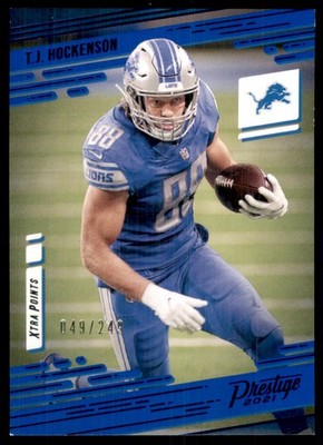 2021 Panini Prestige Xtra Points Blue T.J. Hockenson 049/249 Detroit Lions #53