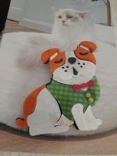 New??acrylic Resin British Bulldog Brooch dog pin Puppy Bow Tie Handmade Art