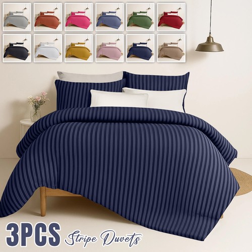 ÄGYPTISCHE STREIFEN BETTBEZUG SET WEICHE STEPPDECKE BETTWÄSCHE SET DOPPEL KING SIZE UK - Bild 1 von 80